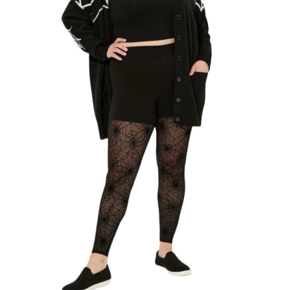 TORRID Flocked Spiderweb Design Full Length Signature Leggings